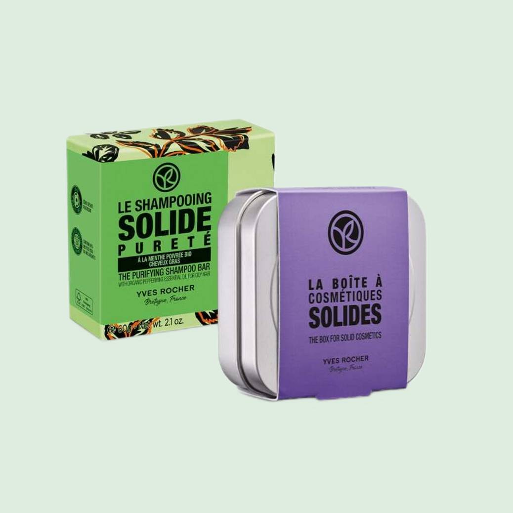 Le Shampooing Solide Pureté + boîte à cosmétiques solides