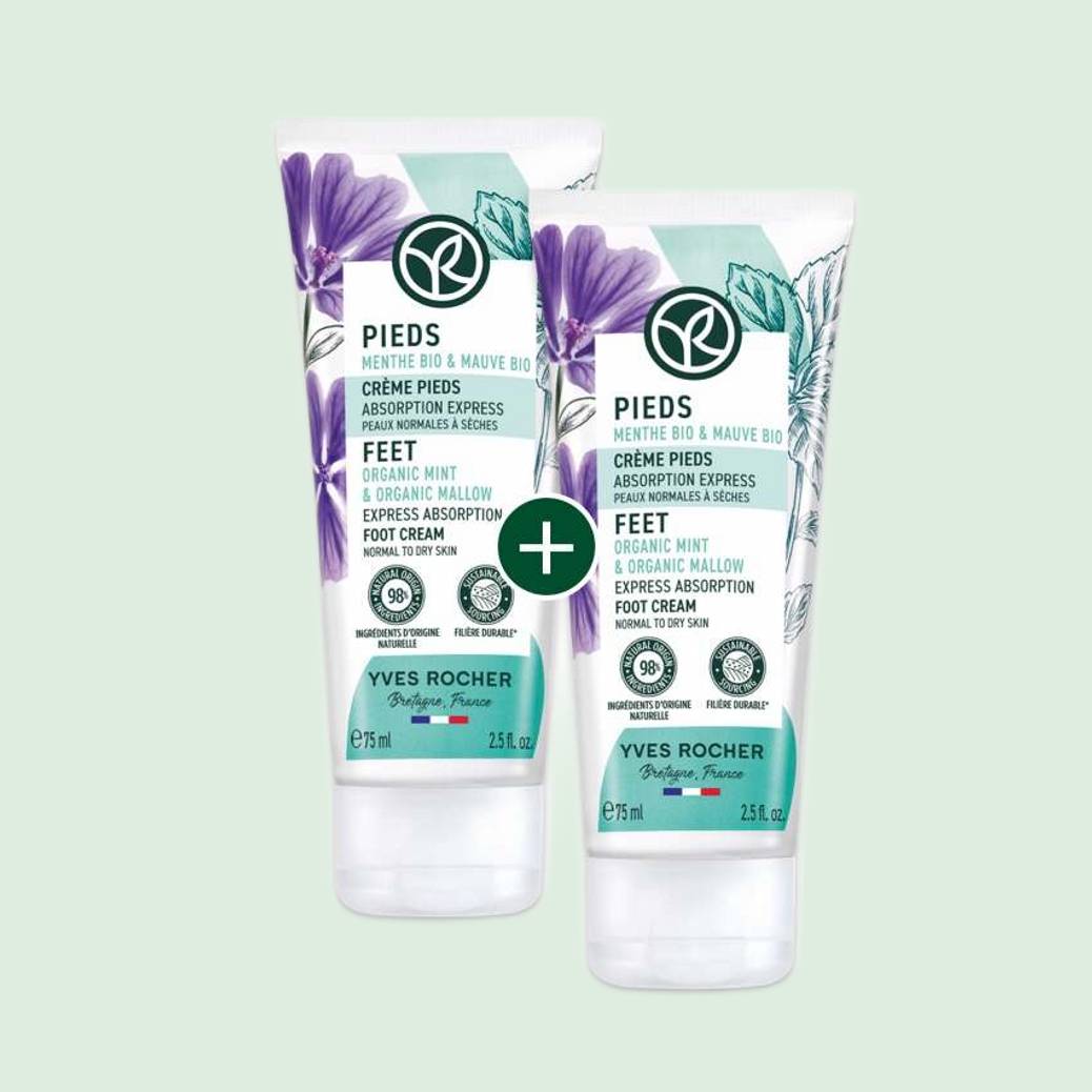 1+1 Crème Pieds à la menthe bio et à la mauve bio